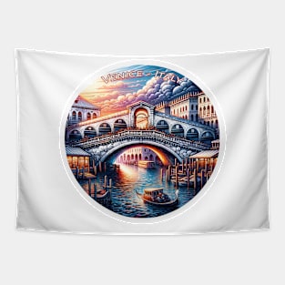 Retro Vintage Travel Enchanted Venice Italy Sunset Tapestry