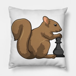 Squirrel at Chess with Chess piece Bishop Pillow