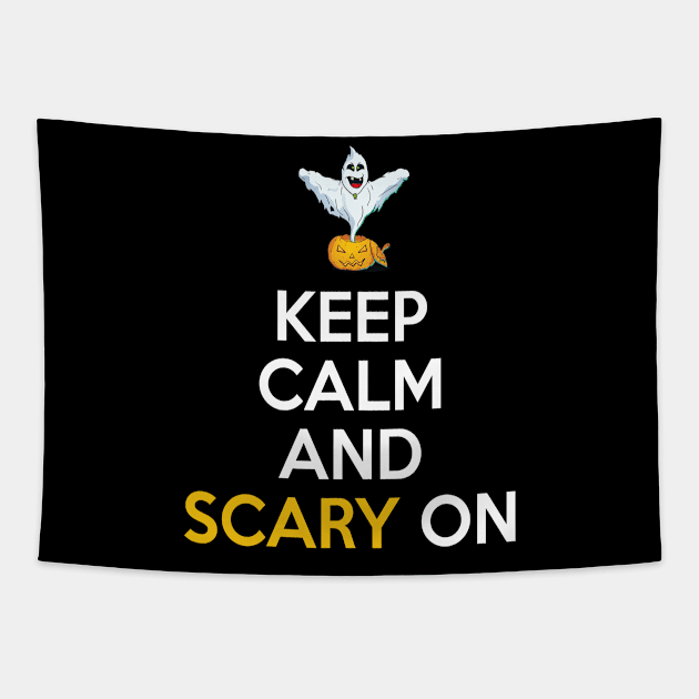 Keep Calm and Scary On Halloween Jack o Lantern Ghost Tapestry by HeartsandFlags