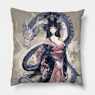 Geisha and Dragon 7808 Pillow