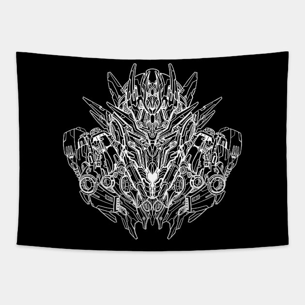 Metaverse Cyborg White Tapestry by TEXAPLANET