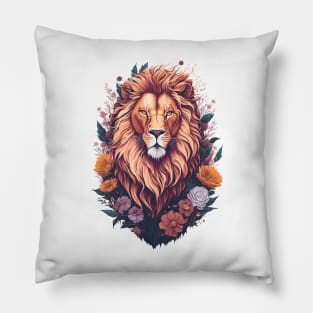 Lion with Flowers Pillow