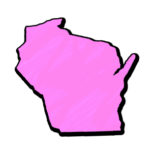 Pink Wisconsin Outline T-Shirt