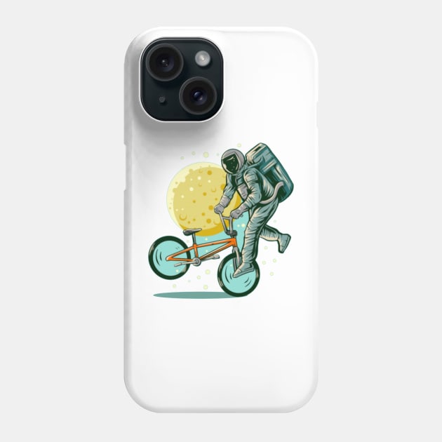 Astronaut freestyle bmx bike with moon Phone Case by t-shiit