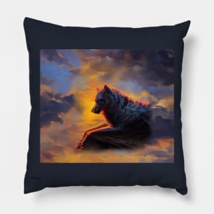 Mountain white wolf Pillow