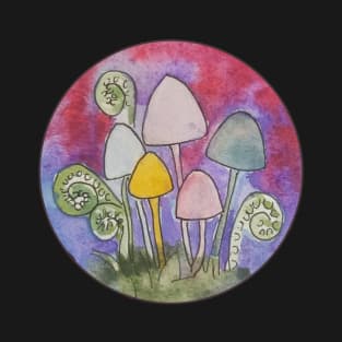 Watercolor Mushrooms with Ferns T-Shirt