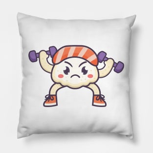 Kawaii nigiri sushi weightlifting dumbbells Japanese cute food vintage 90s Pillow