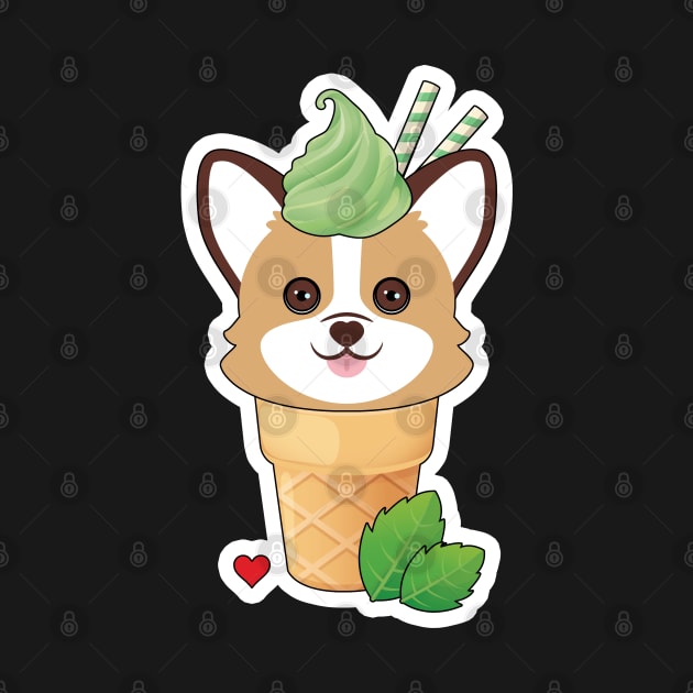 Corgi Mint Ice Cream by MaplewoodMerch