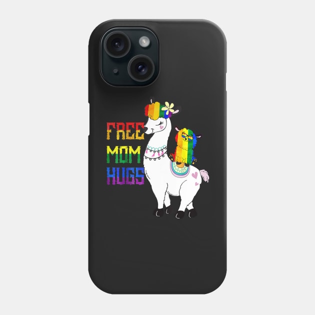 Free Mom Hugs LGBT Llama Mama Pride Shirt Rainbow Phone Case by AttieParetti87