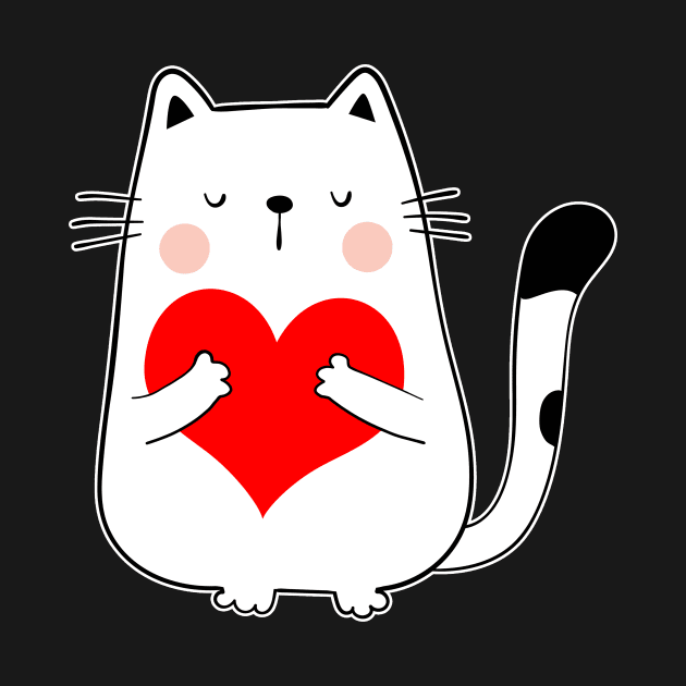 Cute Cat Valentines Day Holding Heart My Valentines Gifts For Lover Cat by mittievance