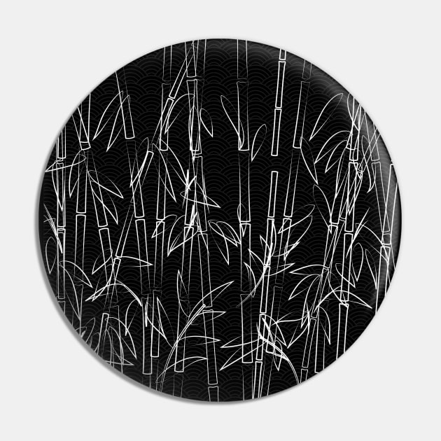 Oriental Black and White Bamboo Pattern Pin by edmproject