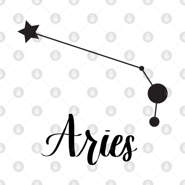 Aries Zodiac Constellation in Black by Kelly Gigi