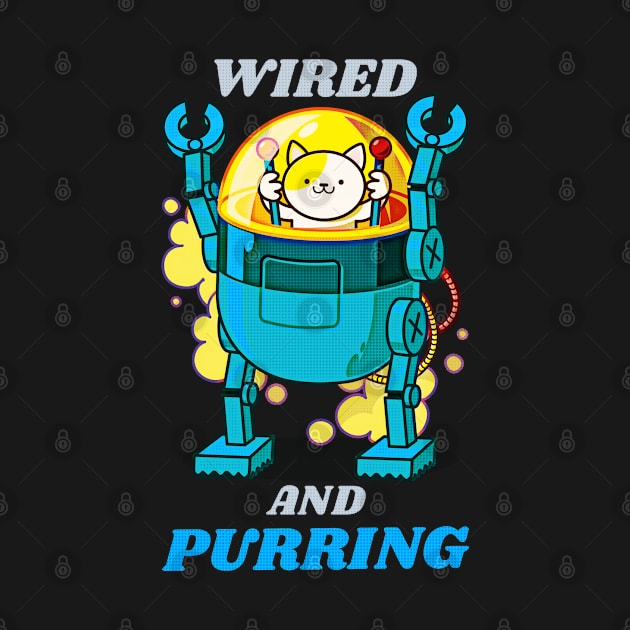 Cute and Clever Playful Little Kitty Robot Cat Art. He's WAP, a Wired and Purring Kitten. by TeachUrb