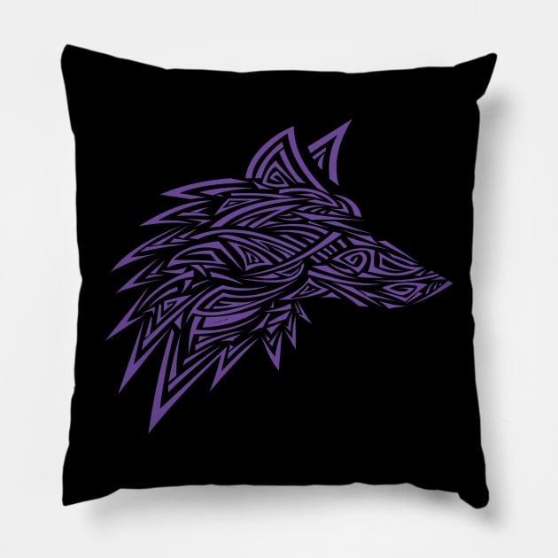 Wolf tattoo love colorful Pillow by Okuadinya