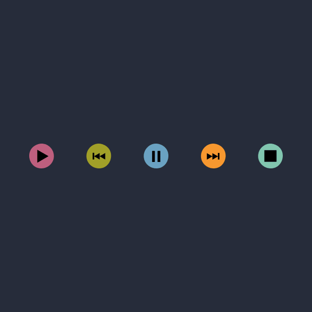 Little Music Player Icons Polka Dots (Multicolor on Black) by XOOXOO