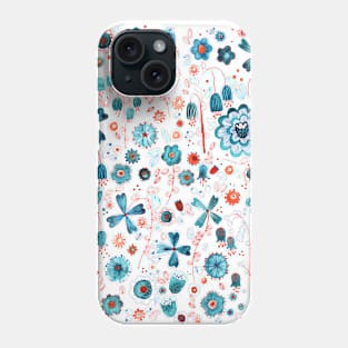 Teal Watercolor Flower Mashup Phone Case