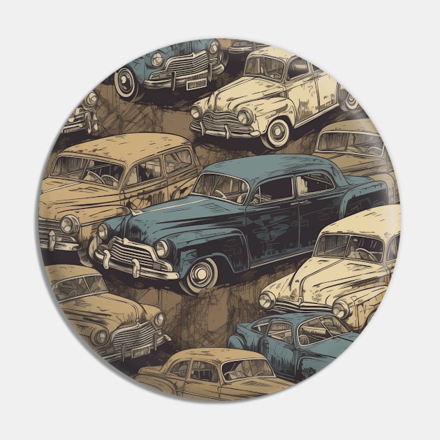 Old Cars Pattern Pin by ArtisticRaccoon