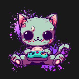 Zombie Cat Playing T-Shirt