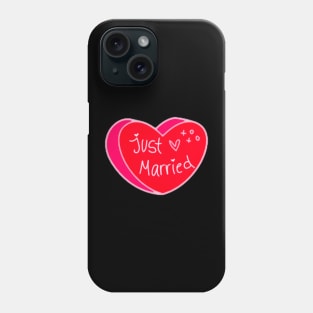 Just Married Pink And Red Heart Phone Case