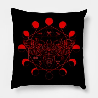 Death's Head Moth, Blood Moon, Alchemical Symbols Pillow