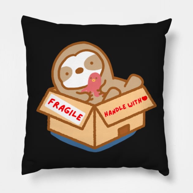 Cute Sloth in A Box Pillow by theslothinme