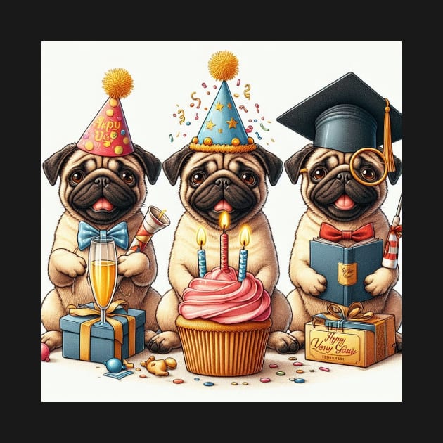 Pug Dog Party by allaboutpugdogs 