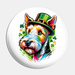 Wire Fox Terrier Dons Leprechaun Hat for St Patrick's Day Pin