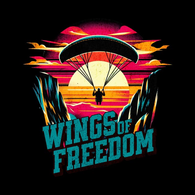 Paragliding Wings of Freedom Vintage Design by Miami Neon Designs