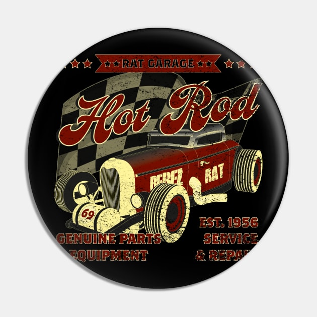 Hot Rod Rat Garage Pin by RockabillyM