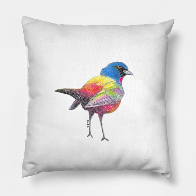 Colorful Bird Pillow by ReneeDixonArt