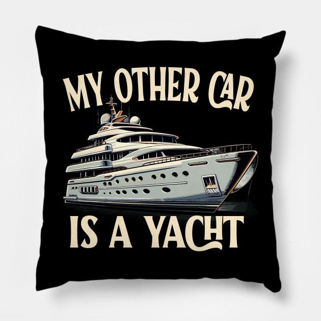 My Other Car is a Yacht Luxury Lifestyle Nautical Fashion Pillow by aneisha