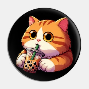 Tabby Cat Bubble Milk Tea Pin