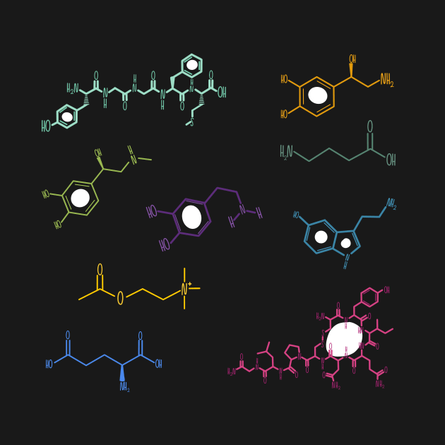 Neurotransmitters Happy Chemicals Sticker Sheet by GrellenDraws