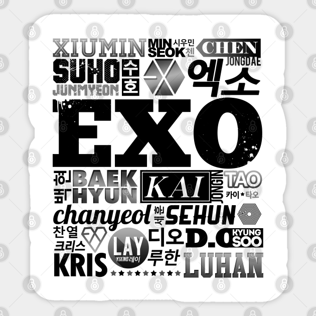 Exo Font Collage Exo Sticker Teepublic