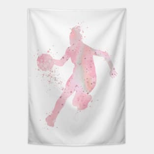 Girl Basketball Player Dribbling Watercolor Sport Gift Tapestry