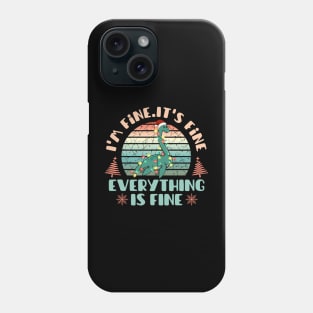 I'm fine.It's fine. Everything is fine.Merry Christmas  funny dino and Сhristmas garland Phone Case