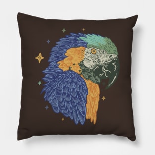 blue yellow macaw vintage Pillow