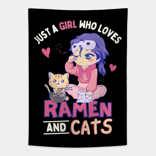 Just a Girl Who Loves Ramen and Cats Tapestry by Sugoi Otaku Gifts