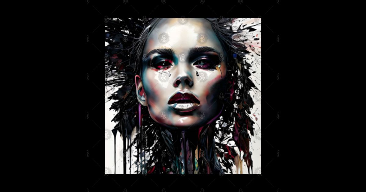 Young woman paint drip effect. Paint Drip Trending TShirt TeePublic