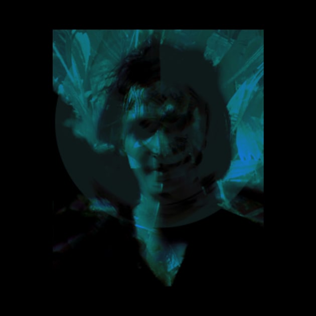 Portrait, digital collage and special processing. Man, like in night dreams. Demon. Aquamarine. by 234TeeUser234