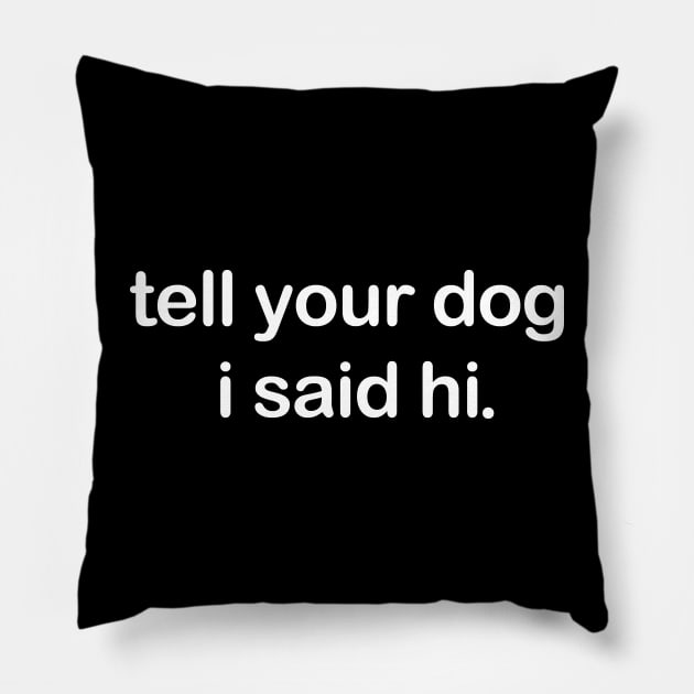 Tell Your Dog I Said Hi Pillow by aesthetice1