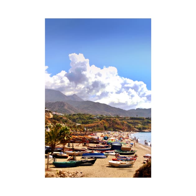 Fishing Boats Burriana Beach Nerja Spain by AndyEvansPhotos