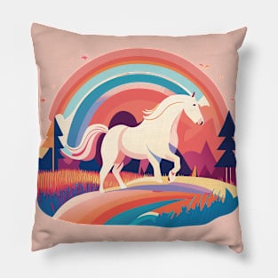 Majestic Unicorn: Galloping Rainbow Pillow