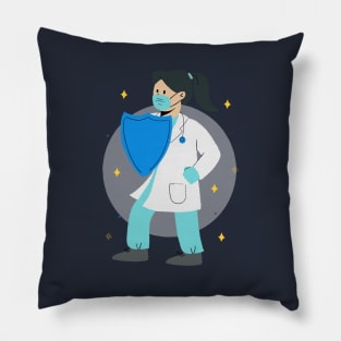 Nurse with shield against coronavirus Pillow