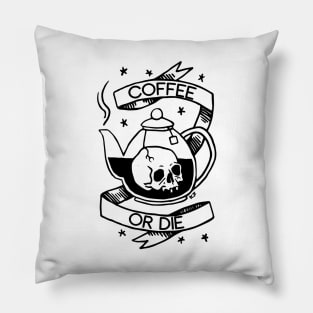 Coffee or Die Skull Pillow