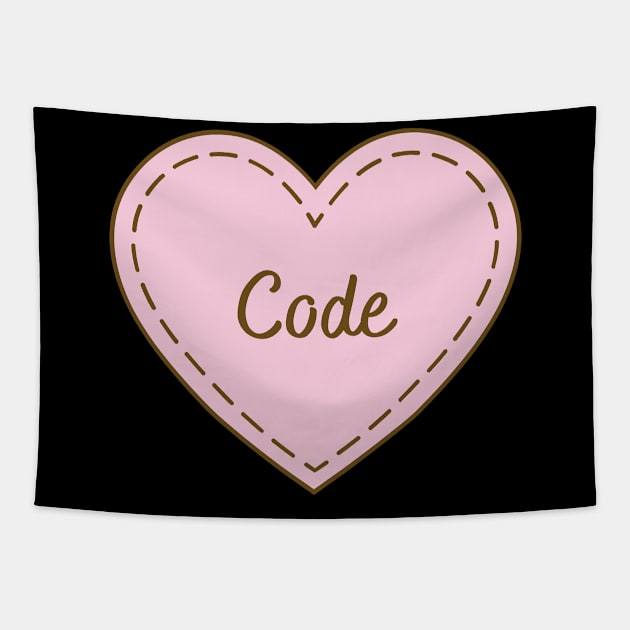 I Love Code Simple Heart Design Tapestry by Word Minimalism