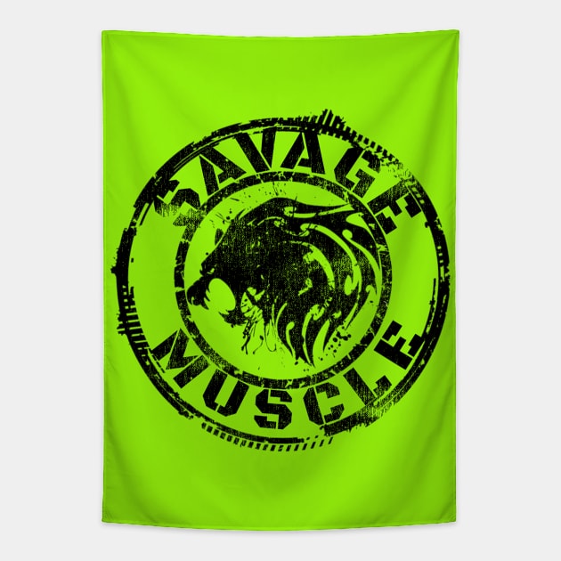 SAVAGE MUSCLE LION Tapestry by MuscleTeez