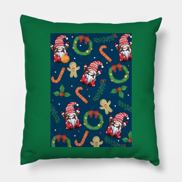 Gnome Pattern Christmas Pillow by Alexander S.