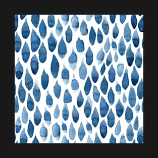 Rain repeating pattern watercolor blue & white T-Shirt