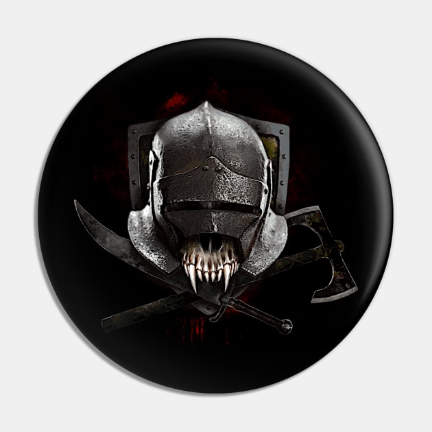 Medieval mercenary skull Pin by HereticGraphics